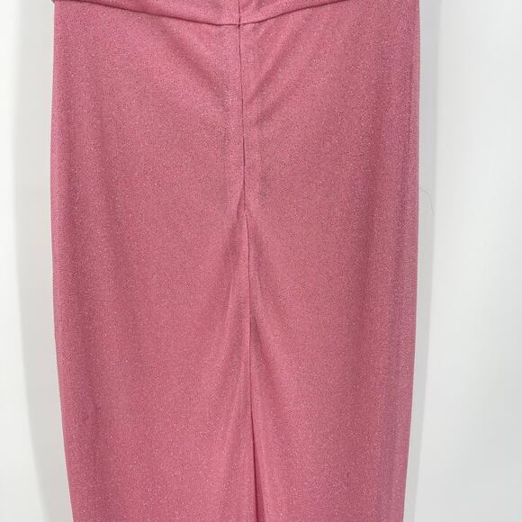 superdown | Bea Halter Maxi Dress in Pink Glitter Knit Ruched Halter S - Picture 11 of 14